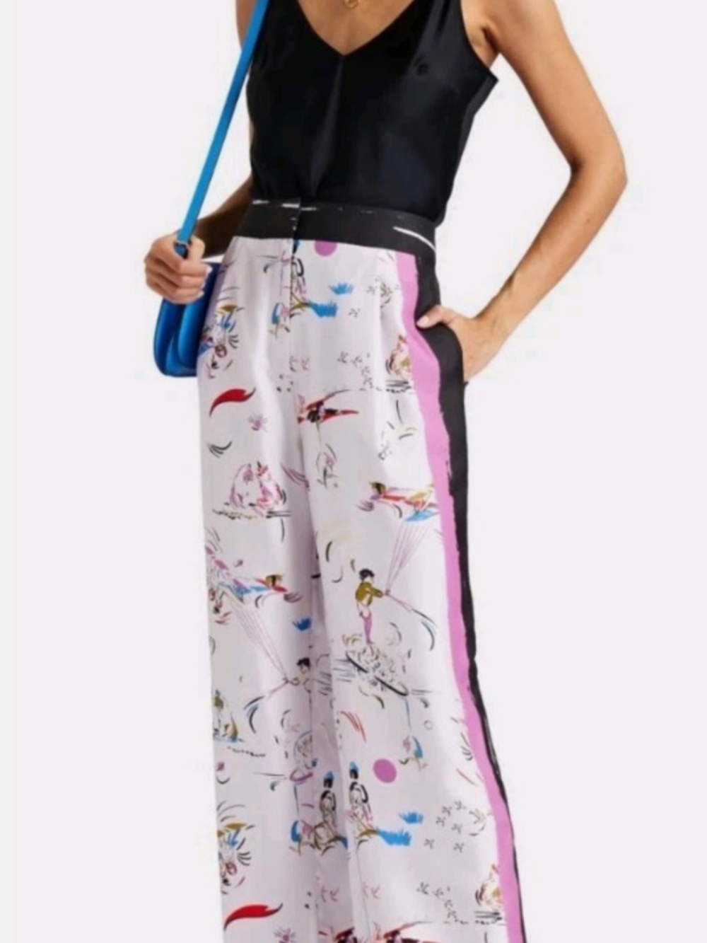 Tory Burch painted Border Pajama Pant Purple Day Dream